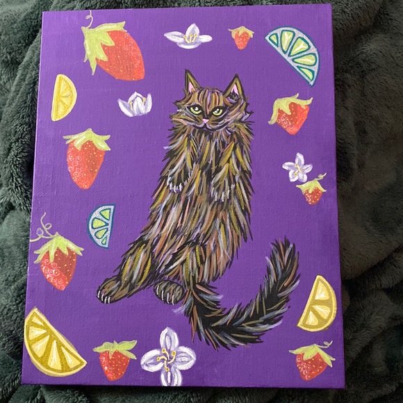 kytheway Other - Fruit Cat 💜 by ky | 8 x 10in canvas